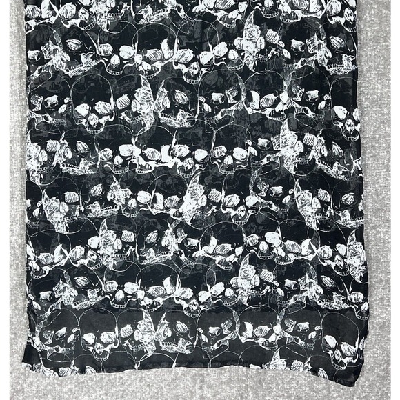 Social Misfits Sheer Skulls Studded Collar Button Up Top Womens Size Small Goth - Picture 9 of 11